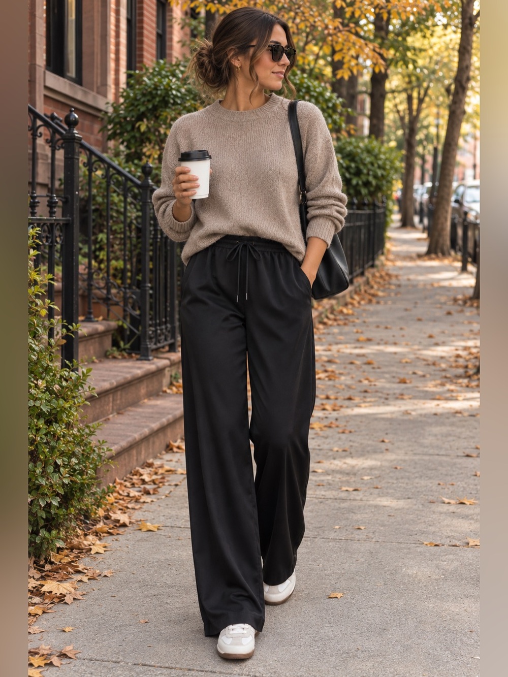 H&M Black Drawstring Satin Pants